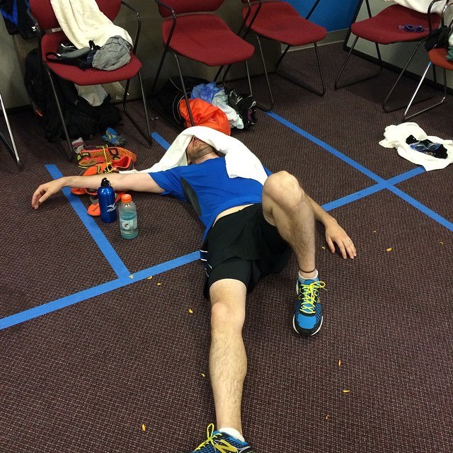 Justin Stone after finishing a race