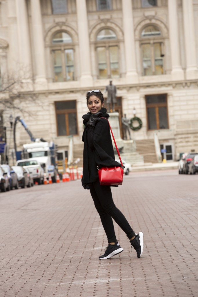 red huaraches outfit