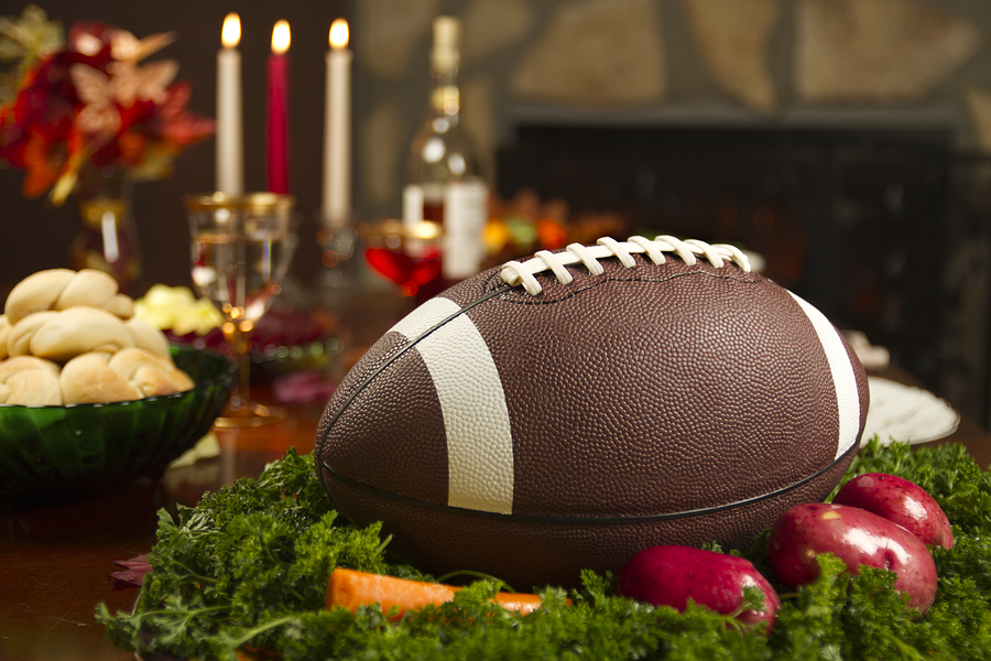Thanksgiving Football Pigskin Instead of Traditional Turkey Dinner