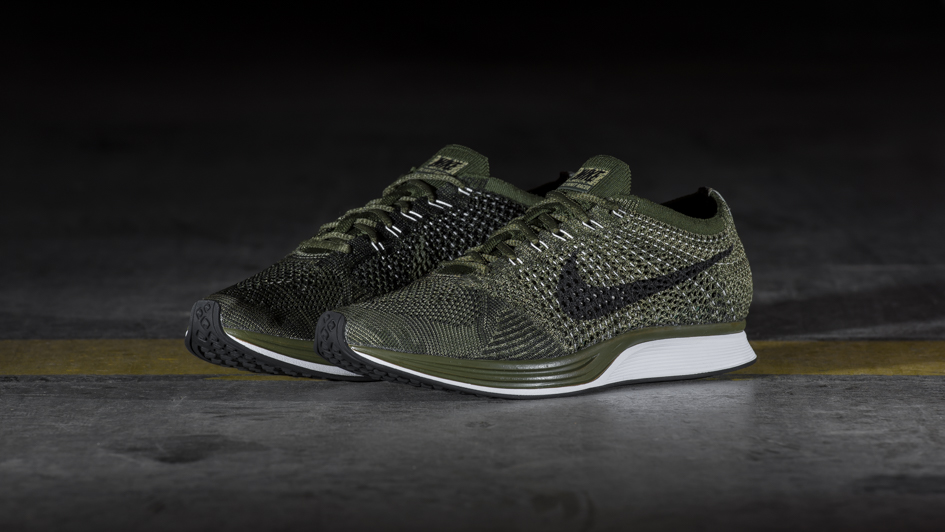 nike flyknit racer olive green