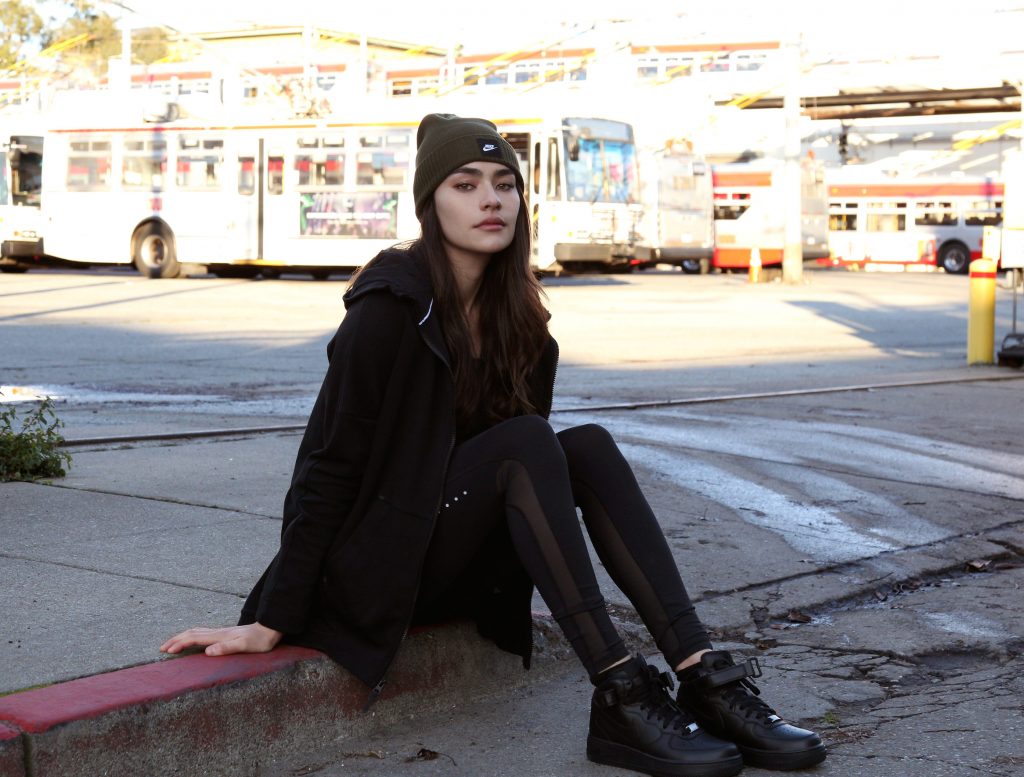 girl wearing black air force 1