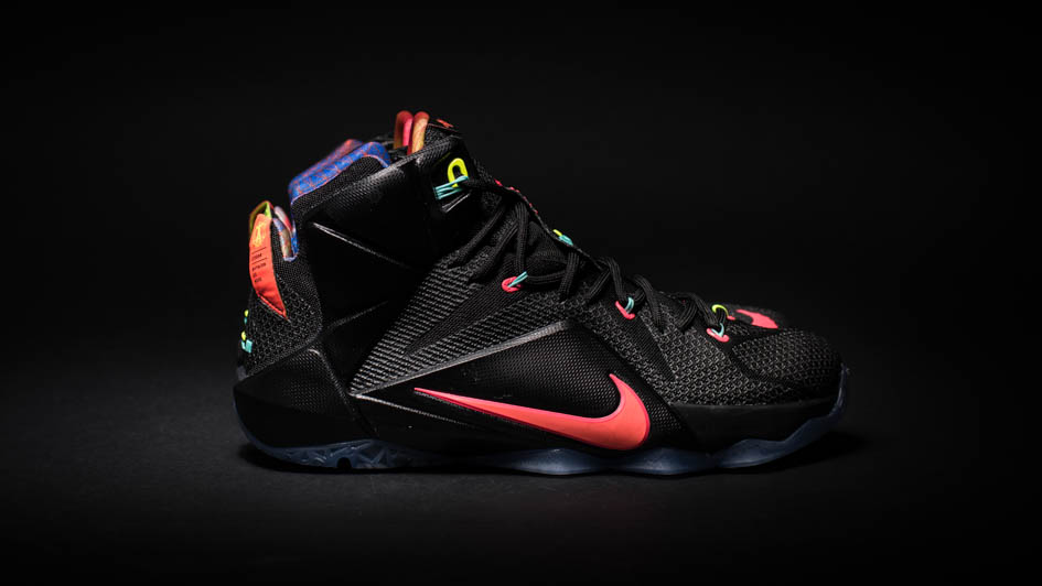 Nike LeBron 12 Data Black Bright Mango Hyper Punch Volt