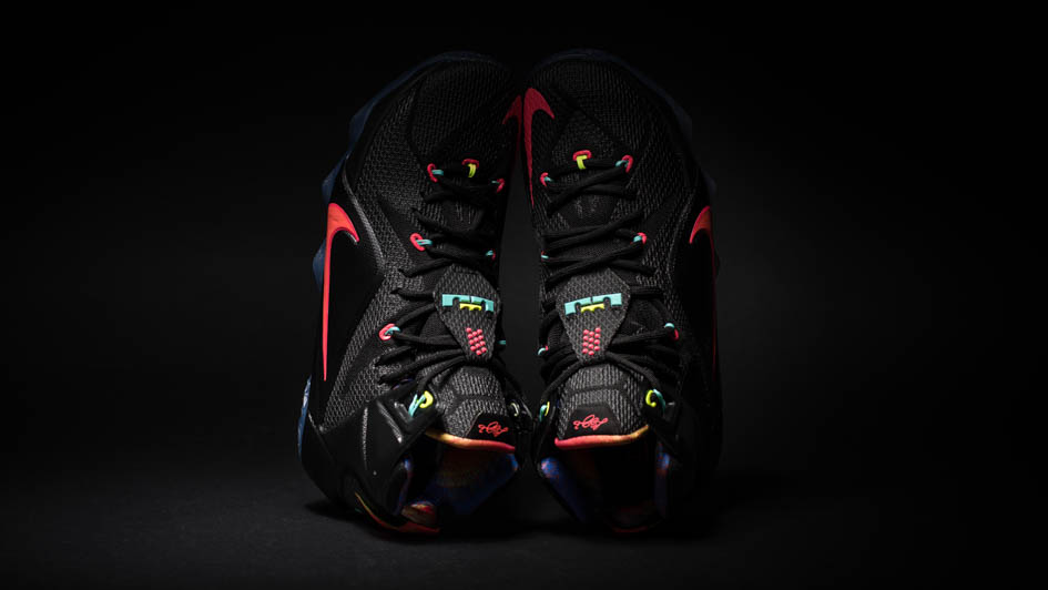 Nike LeBron 12 Data Black Bright Mango Hyper Punch Volt
