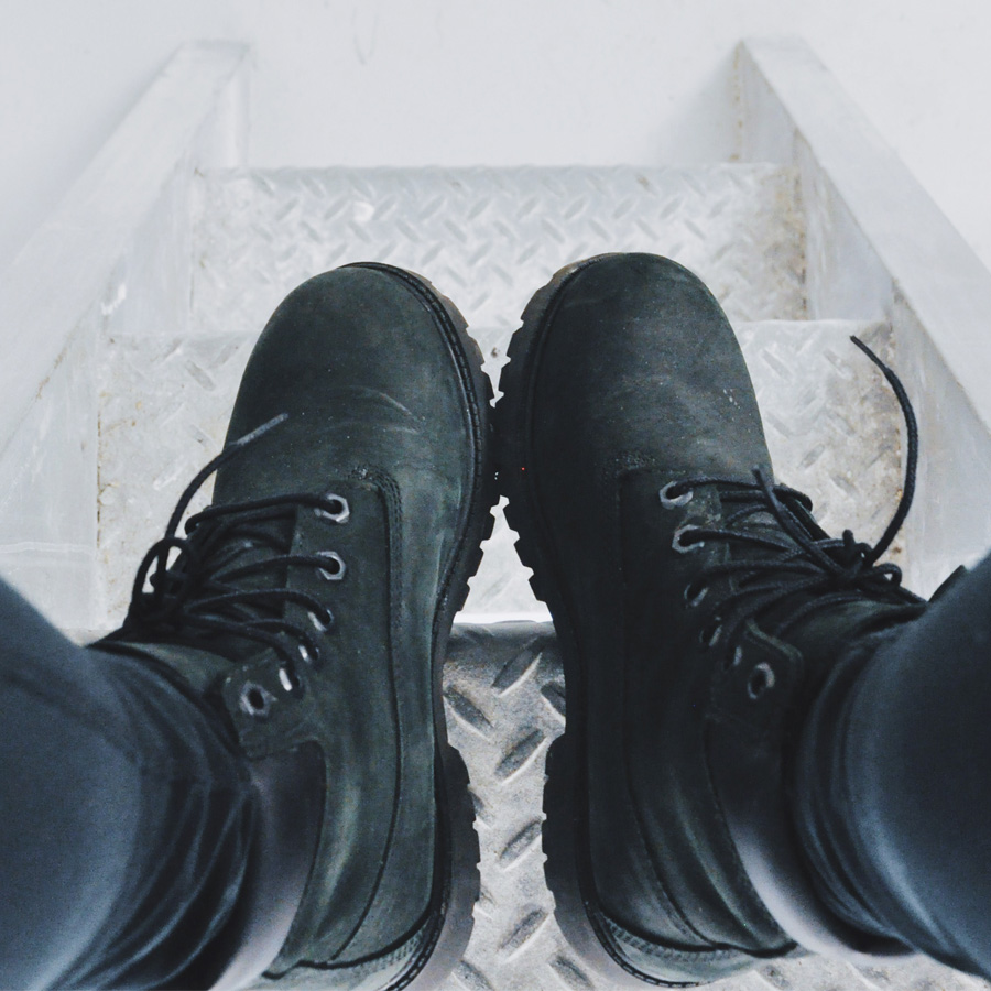 timberland boot and nike trainer