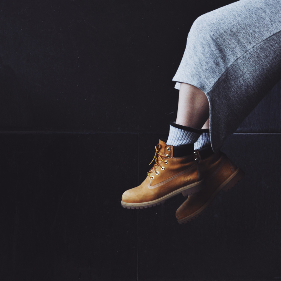 timberland boot and nike trainer