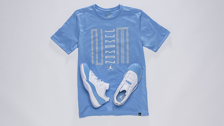 blue and white jordan shirts