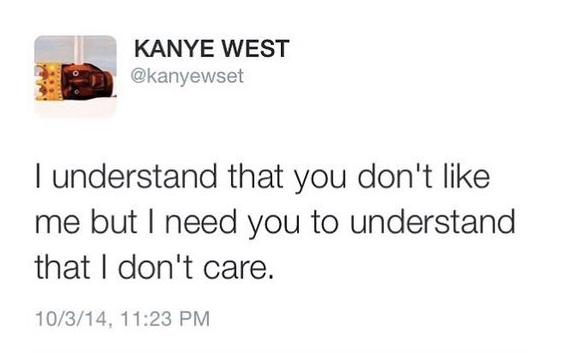 kanye west don't care tweet