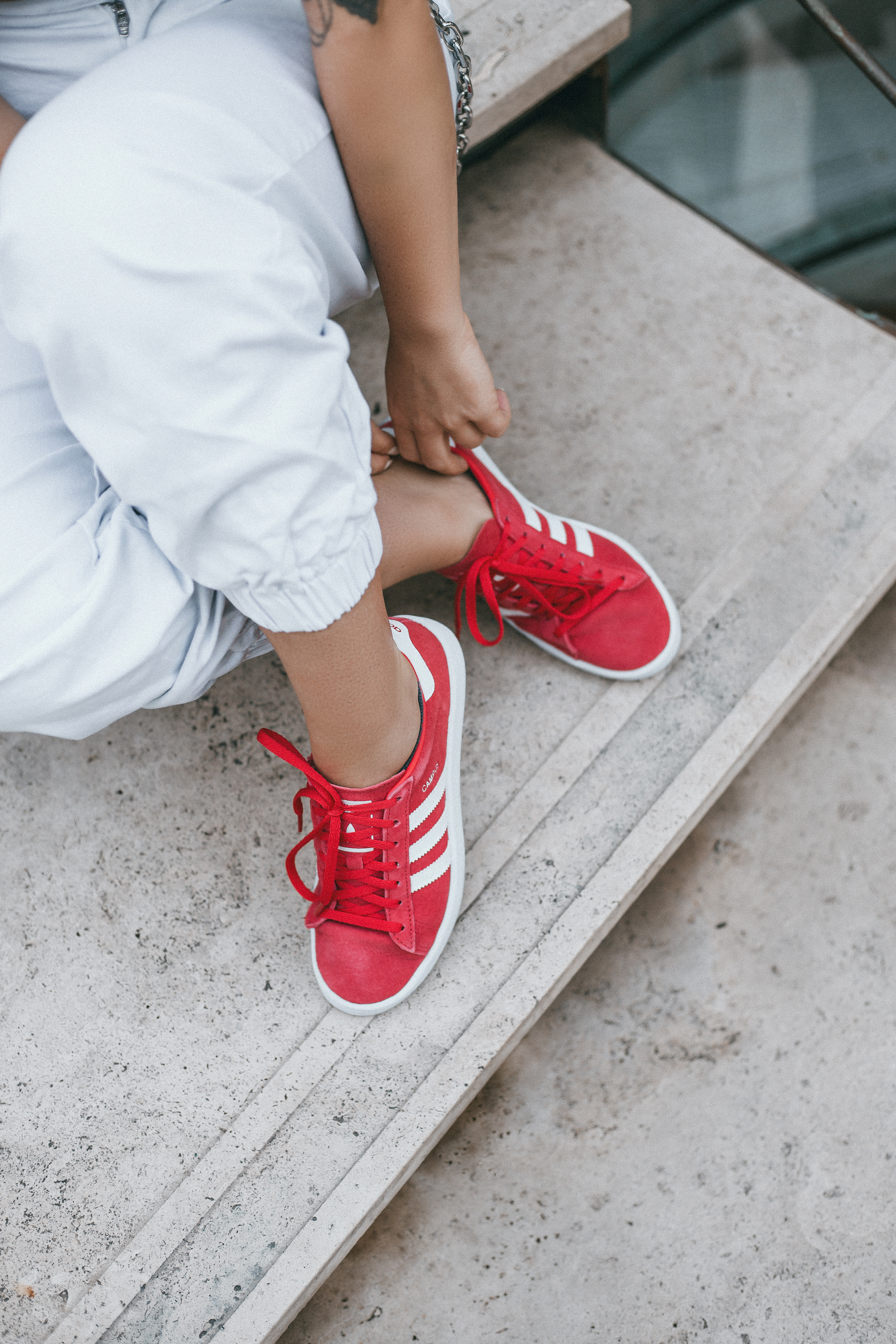 womens red adidas campus