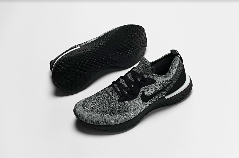 nike epic react flyknit black white black