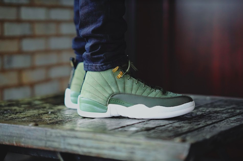 green suede jordan 12