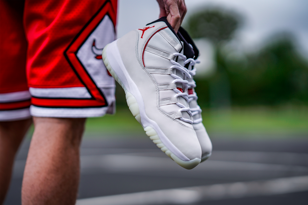 platinum 11s on feet