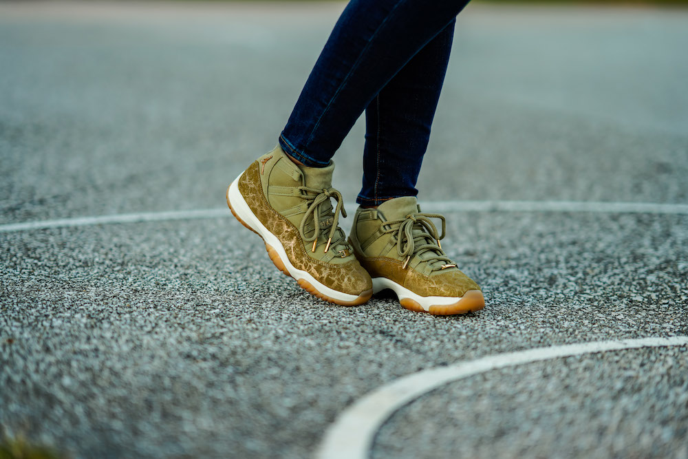 olive green jordan 11s