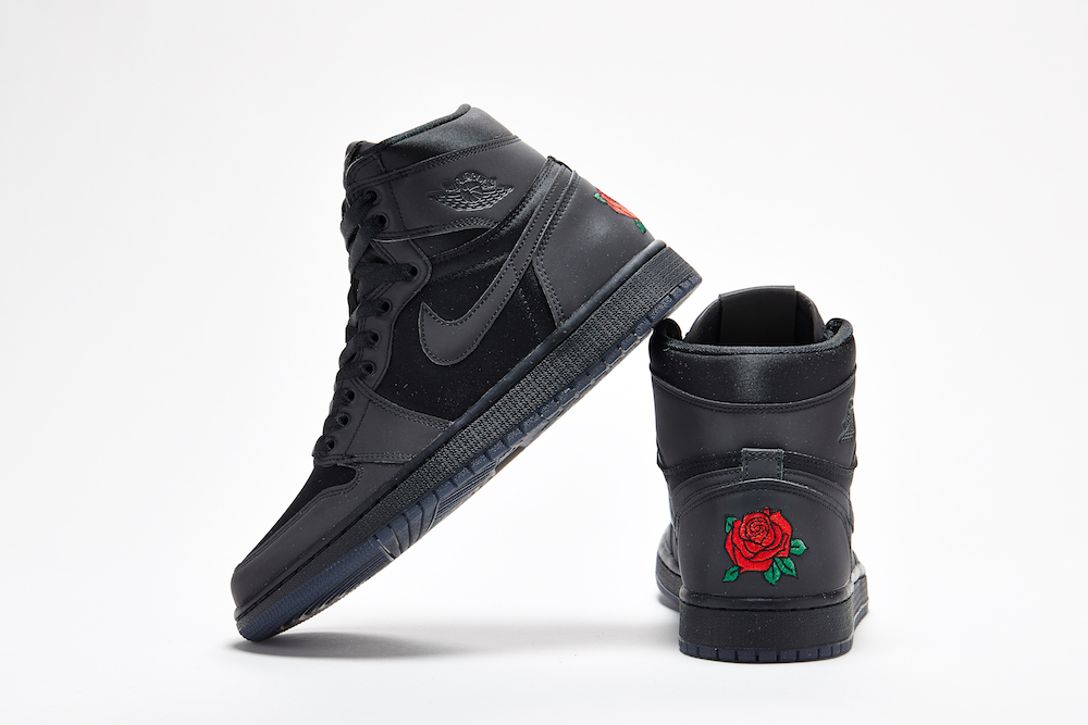 jordan 1 with rose on back