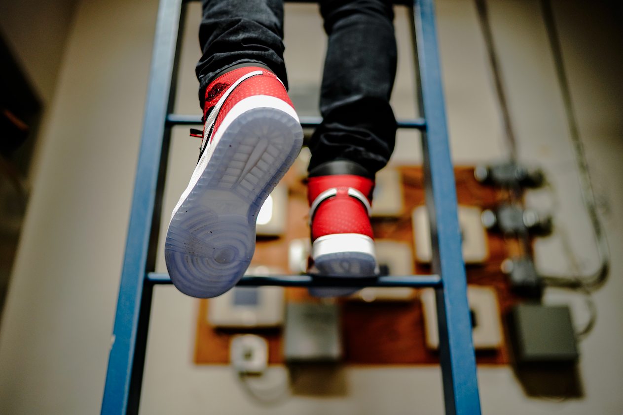 jordan 1 spider verse on feet