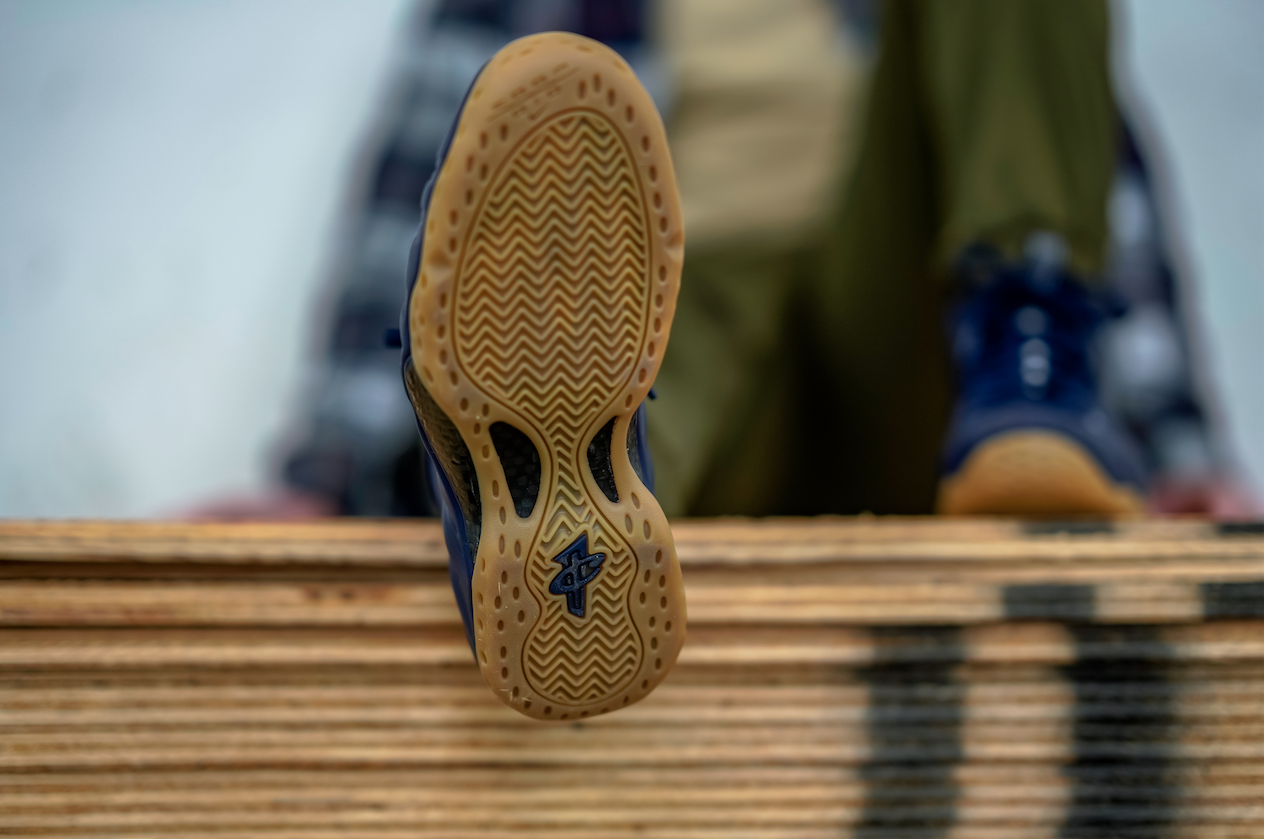 navy blue and gum bottom foamposites