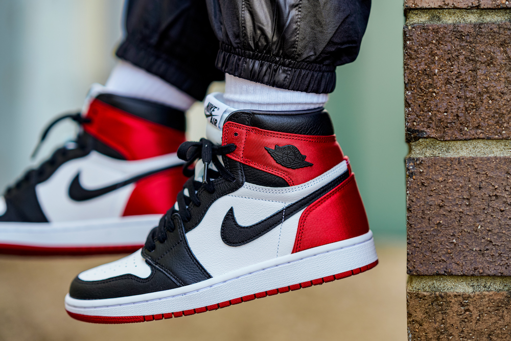 satin black toe jordans